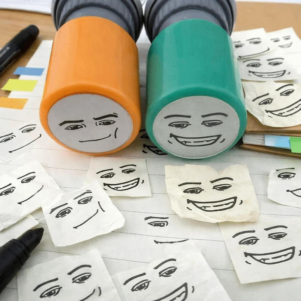 Niche Fun Reusable Funny Expressions Seal Simple Design Creative combination Cartoon Seal Quick-drying Pressing-style Stamps 's