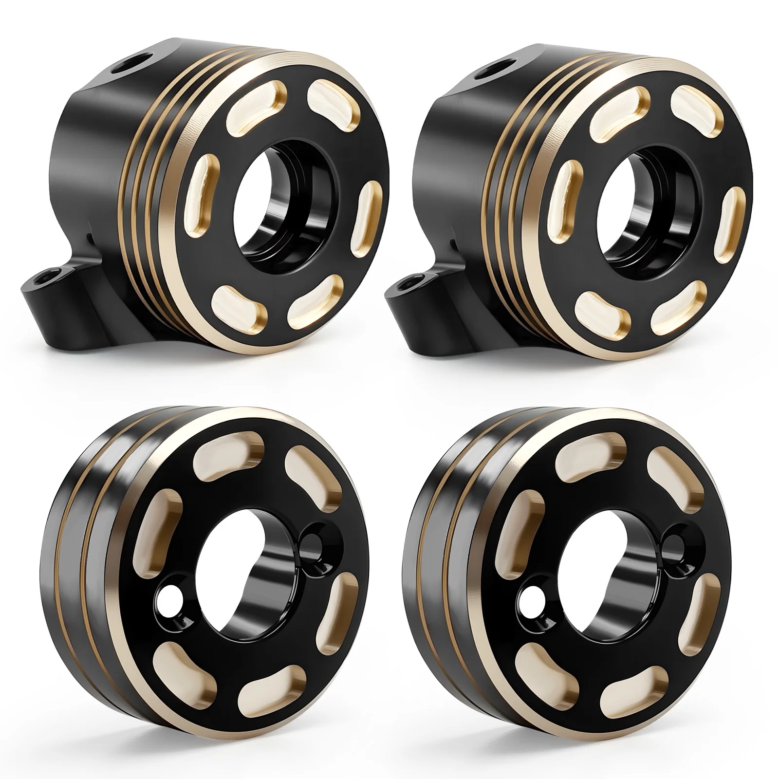 Juego de 4 piezas de nudillos de dirección y contrapesos de buje trasero de latón con revestimiento negro para piezas de mejora Axial SCX30 1/30
