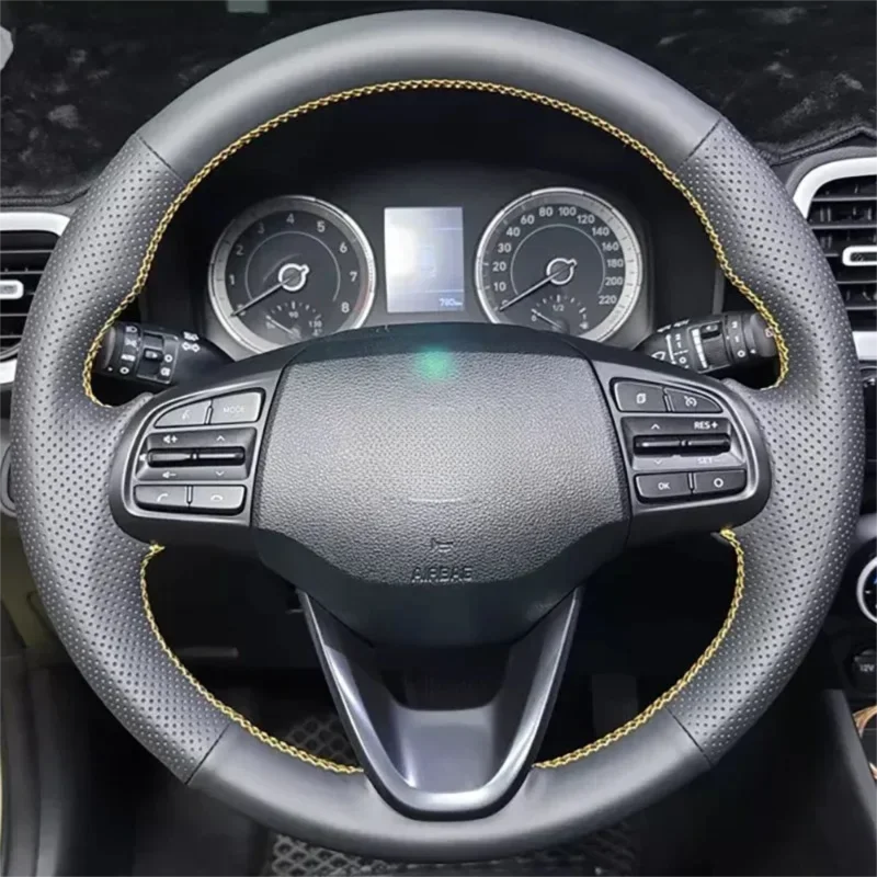 Suitable for 17-20 Hyundai Verna steering wheel covers, leather perforated handle covers, hand sewn all inclusive