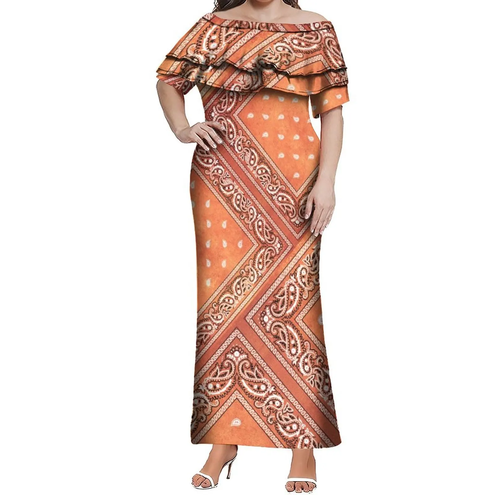 Vestido artístico personalizado de um ombro, camada dupla, folha de lótus, feminino, abraçando a figura, retrô, bandana, vestido elegante