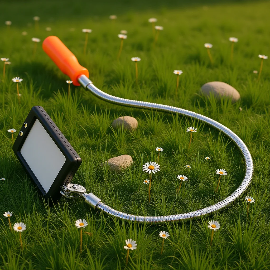 Espelho de inspeção com rotação 360, luz led flexível de aço inoxidável para mecânico de veículos, ferramenta de reparo automático, visualização dobrável