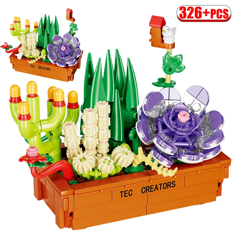 

326PCS Moc Block Flower Succulents Potted Building Blocks FIT For Romantic Kit Assembly Bricks For Kids Girls Toys Gifts