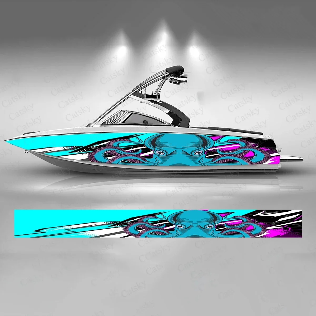 Colorful Strange Octopus Geometric Messy Lines Boat Sticker Vinyl Ship Pontoon Deck Boat Fishing Decorative Pontoon Boats Decal