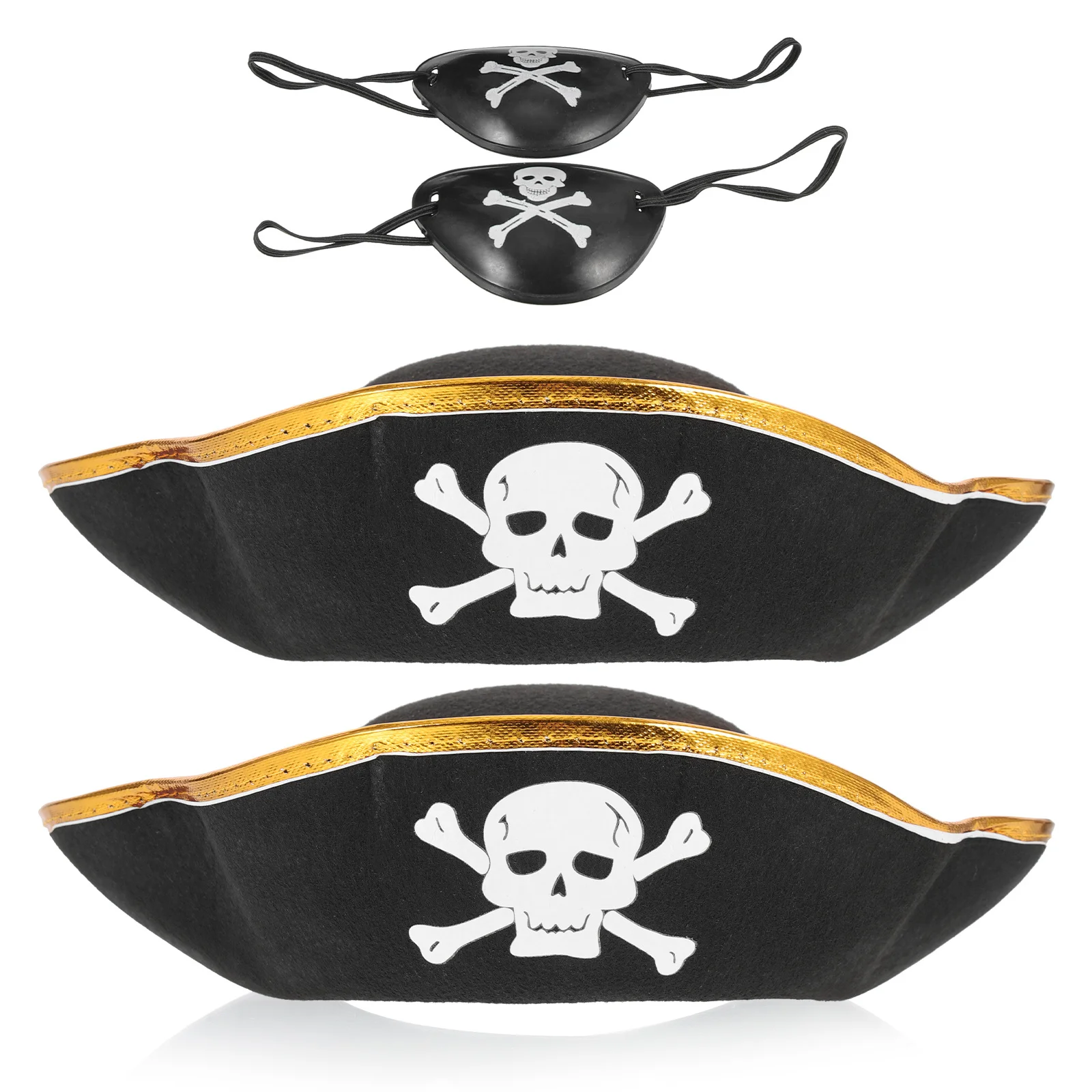 Gorros de pirata con estampado de calavera, gorros de capitán, fiesta de pirata, Cosplay, accesorios de juego de rol para niños y adultos, teatro, 4 Uds.