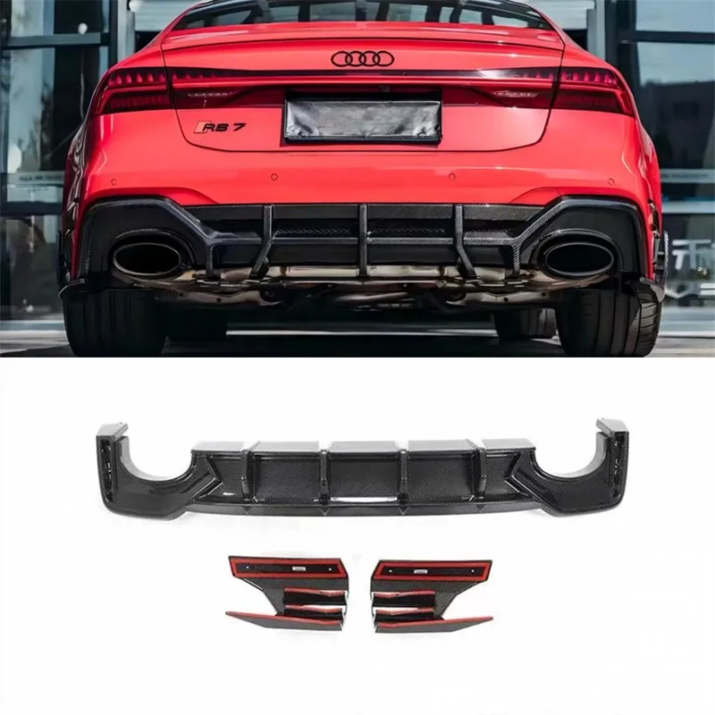 

Для Audi RS6 RS7 2019-2022: задний бампер, диффузор, сплиттеры, спойлер из настоящего сухого карбона, аксессуары для тюнинга кузова автомобиля
