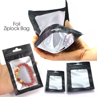 0.13mm One Side Clear Foil Ziplock Bag Black Reclosable Storage Zipper Pouch for Digital Accessories Jewelry Hang Packaging Bag