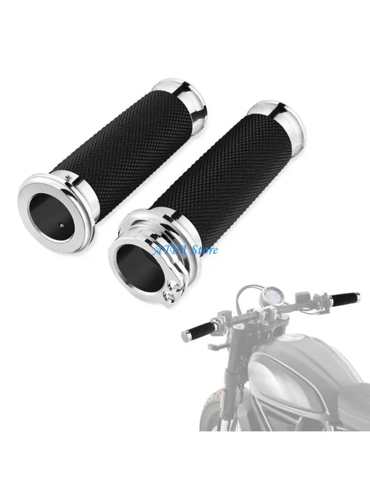 

U13C Motorcycle Hand Grips Stylish Motorcycle Grips Metal & Rubber Hand Grips Vintage