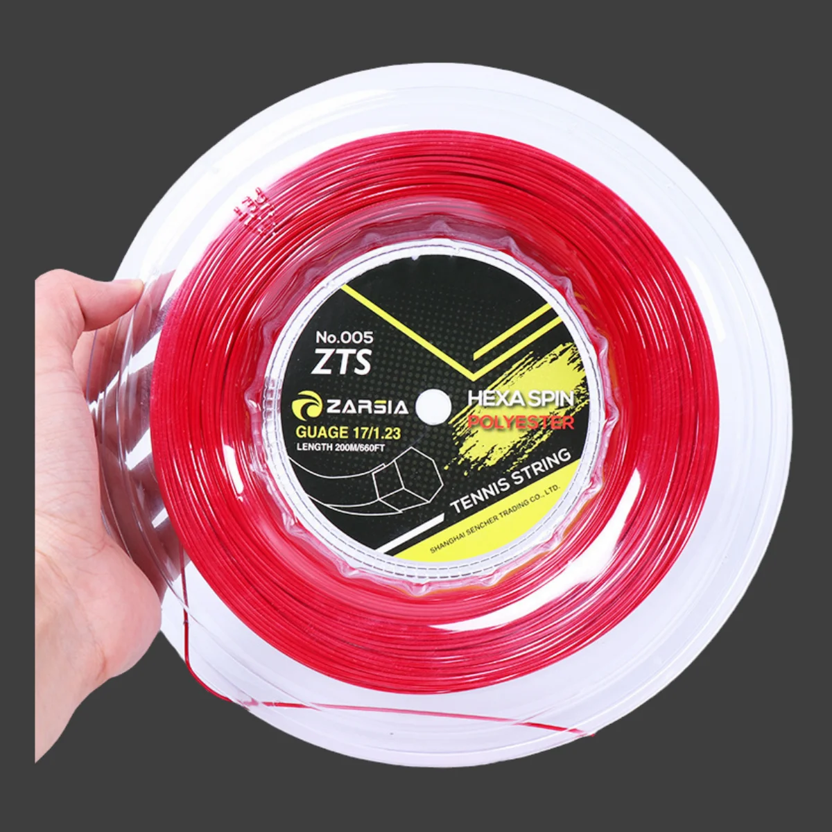 200M 1 Reel ZARSIA Rotating  Hexagon Tennis Strings Durable Hex Polyester Racket String Hexagon Tennis String  1.23MM
