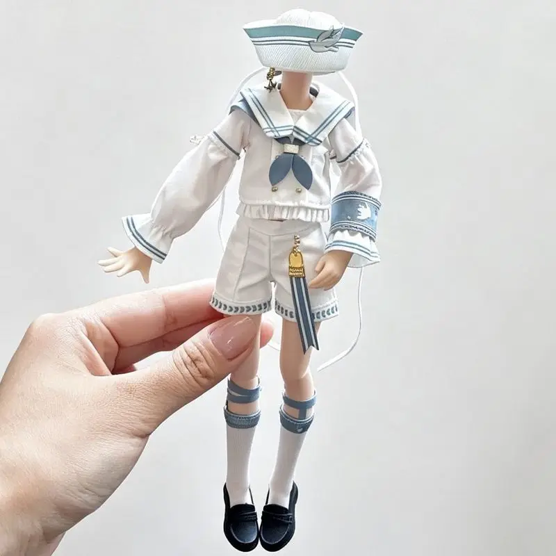 Bjd Doll Clothes 12 Inch 8 Inch Doll Outfit White Navy Style Uniform Casual Handmade Doll Costume Accessory