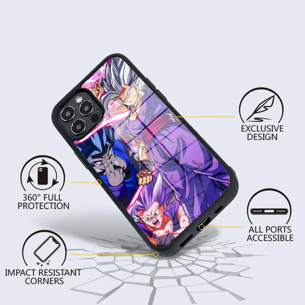 Dragons B-balles goku Phone Case Glass For IPhone 16 15 Promax 14 13 Pro 12 11 Magnetic charging Covers