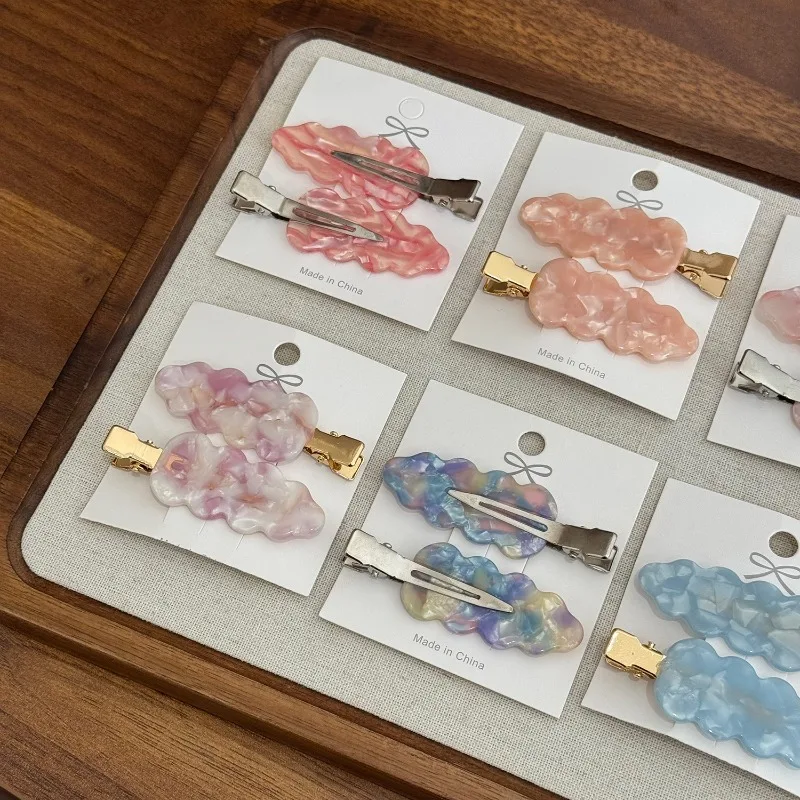 1 زوج ملون سحابة خلات مشبك شعر الشعر ، مناسبة التنقل اليومي/المرأة تاريخ نمط إكسسوارات الشعر مقاطع الشعر للنساء