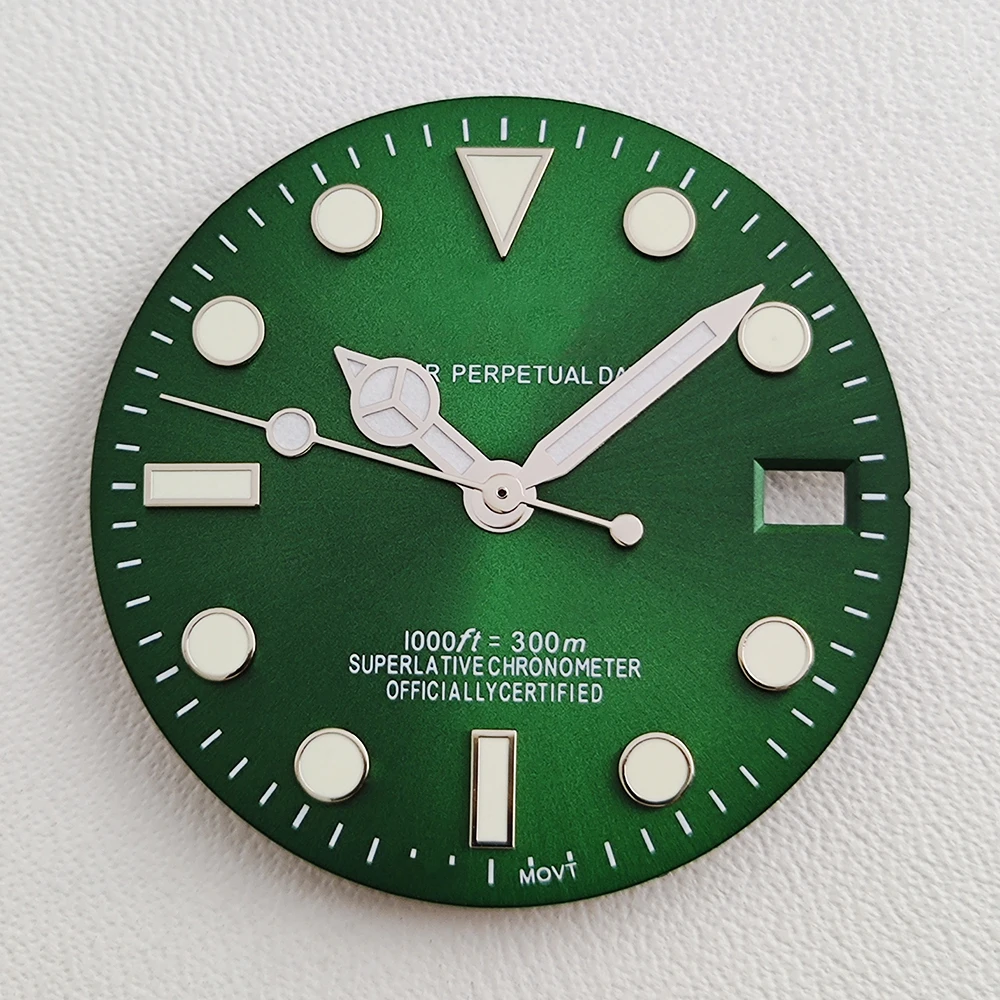 NH35 Dial 28.5mm green luminous S logo SUB mariner watch dial suitable for NH35 movement watch accessories watch repair tools