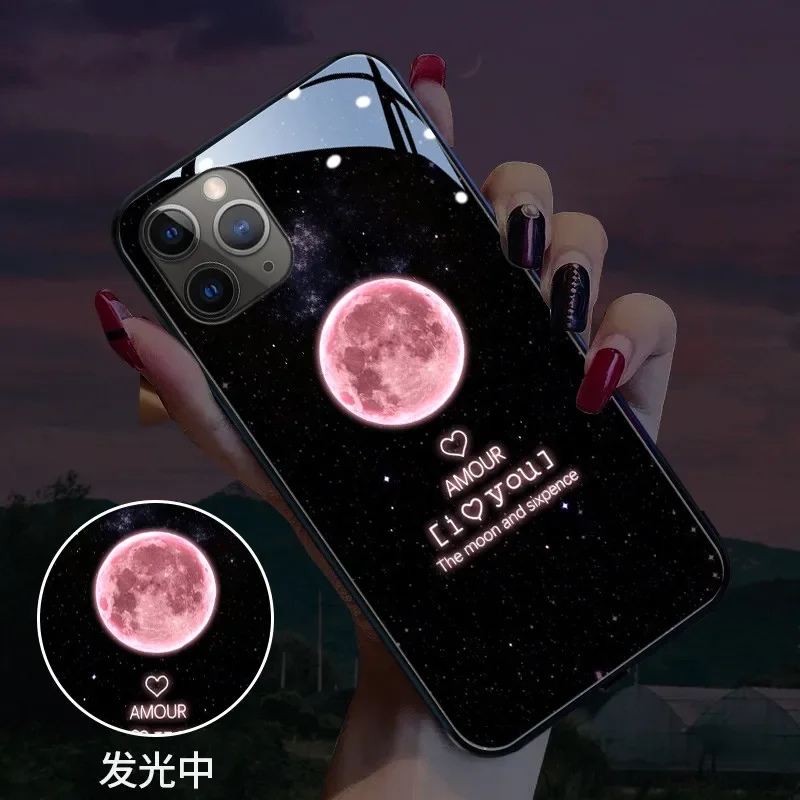 Shockproof Call Light Luminous Space Case For iPhone 11 12 13 14 15 Pro Max 6 6S 7 8 14 15 Plus X Xr Xs Max SE 2020 SE 2022 Case image 4
