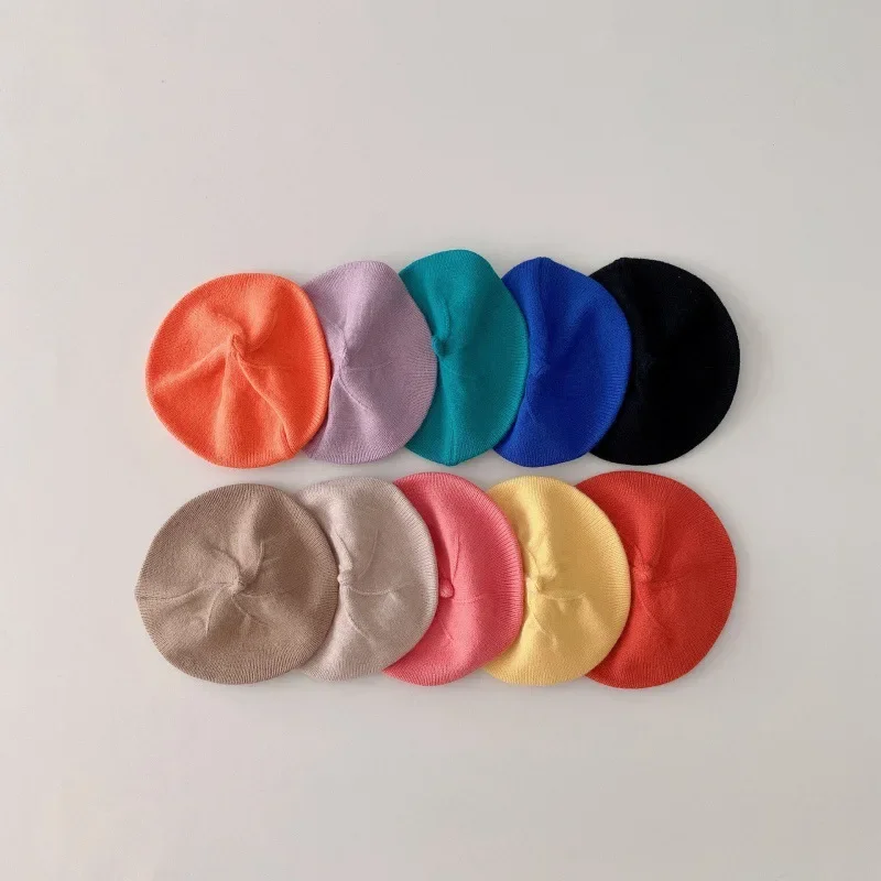 Newborn Baby Knit Beret Hat Painter Style French Fashion Fall Winter Infant Chunky Ribbed Cap Unisex Crib Set