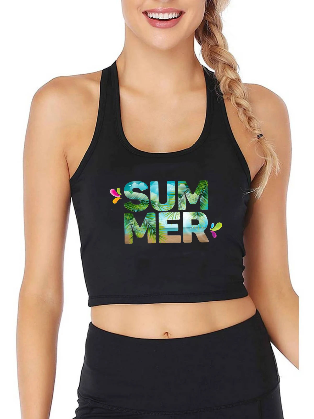 

Summer Sunny Design Sexy Slim Fit Crop Top Women's The Style Of Vacation Pretty Tank Tops Street Fashion Camisole