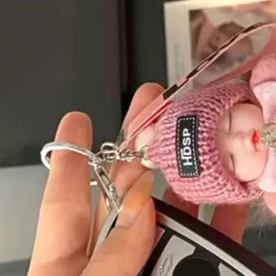 1pc Sleeping Baby Keychain Cute Fluffy Plush Doll Keychains Women Girl Bags Keyrings Cars Key Ring Gift Charming Decoration