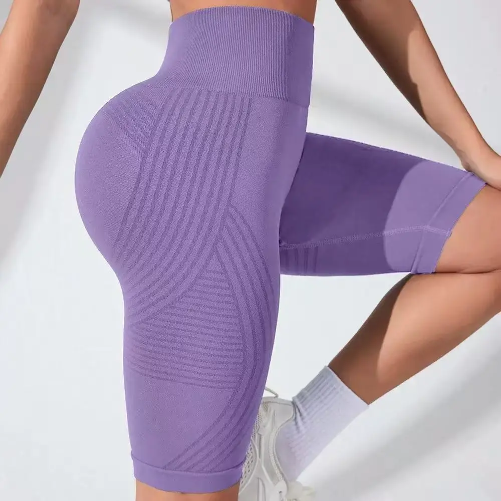 Hochgeschnittene Po-Formende 3D Anti-Cellulite Radlerhose, Bauchkompression 8 Zoll Formende Gym Workout Trainingsshorts – Detail 3