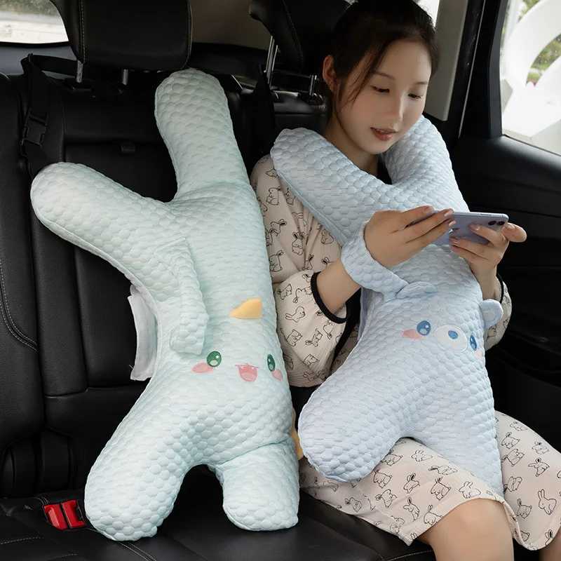 Childrens Car Cushion Baby Car Sleeping Device Car Seat Belt Rear Anti Pinch Neck Removable and Washable cute car accessories