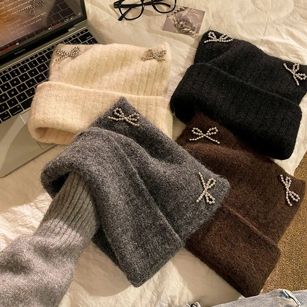 

Casual Cute Cat Ear Knitted Beanie Hat Thickened Warm Cold-proof Women Pullover Hats Windproof Cycling Cap Outdoor