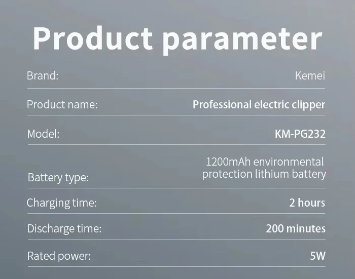 Kemei KM-PG809A KM-PG232 LCD USB Lade Haarschneidemaschine Einstellbare Professionelle Schneidemaschine KM-3382 Rasierer Trimmer für Männer – Detail 22