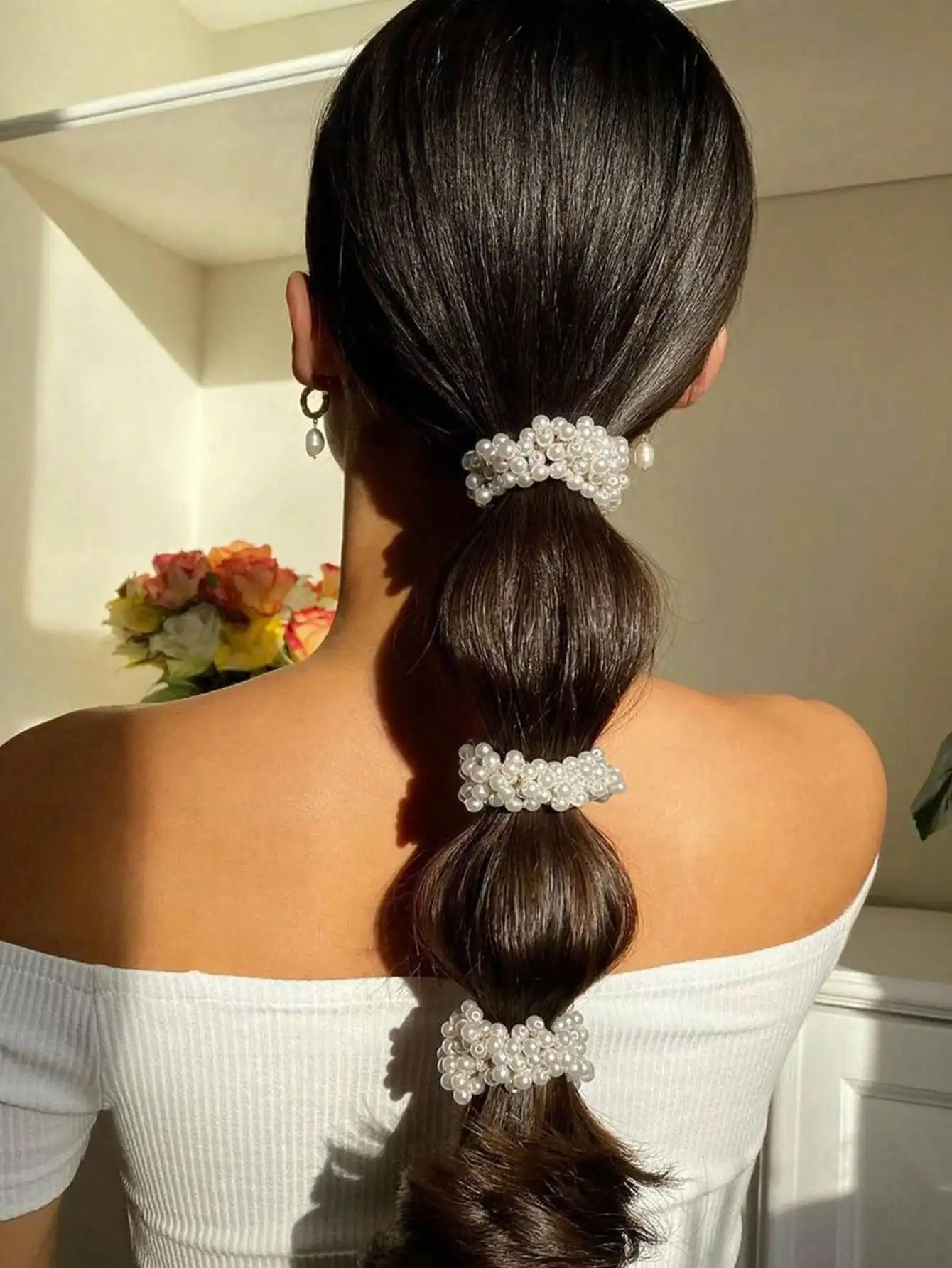 

3pcs Faux Pearl Hair Ties,Women Hair Accessories Ponytail Holders,Hair Bobbles,Gifts,Head Accessories Rubber Bands Hair Elastics