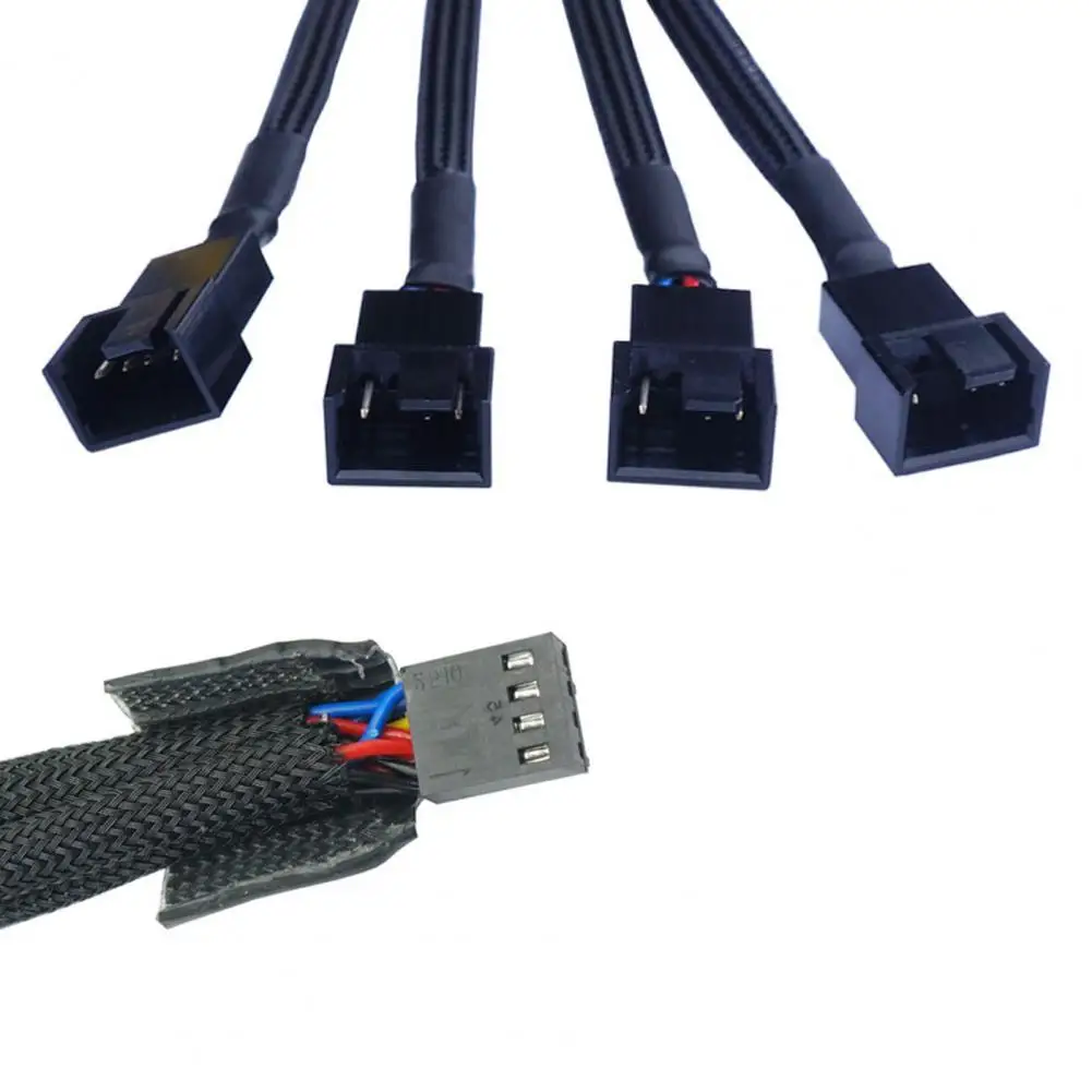 Expansion Cable 4pin Computer Fan Adapter Cable 4-in-1 Cpu Fan Connector Patch Cord Cooler Accessories for Pc System for Fan