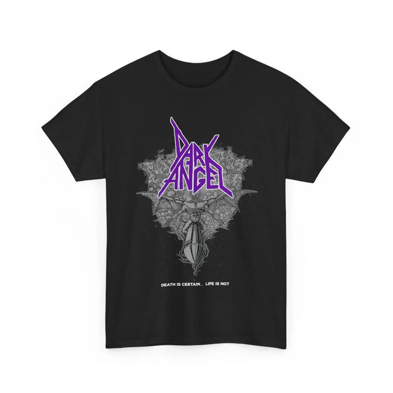 DARK ANGEL death is certain vintage design T Shirt vintage Washed Comfortable Slightly streetwear Casual graphic Soft