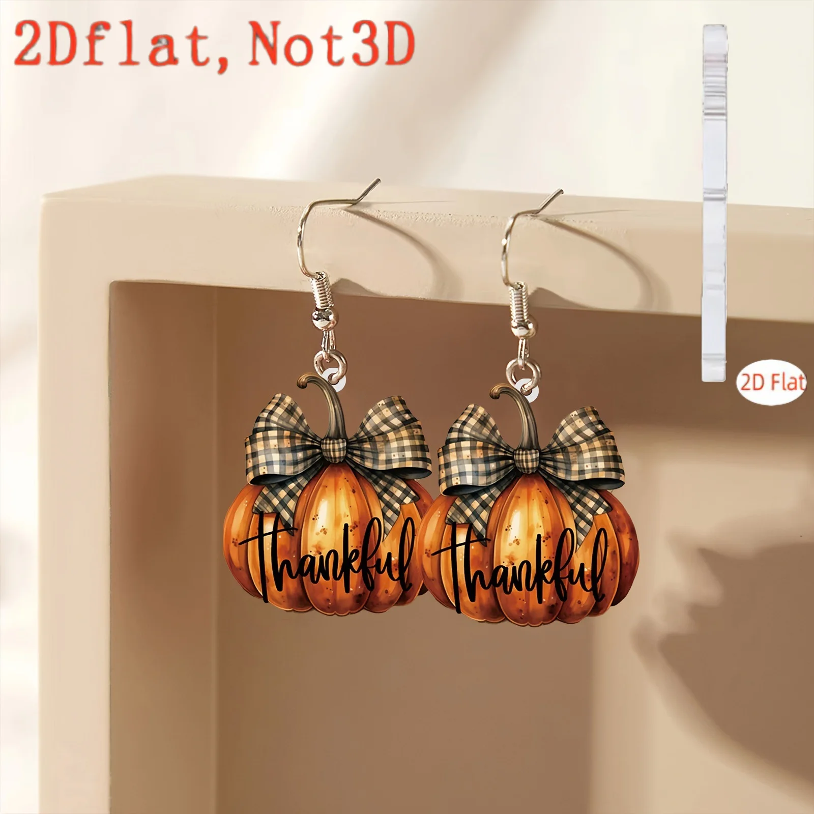 New Cross Border Pumpkin Bow Earrings 2D Flat Acrylic Niche Creative Halloween Pumpkin Jewelry