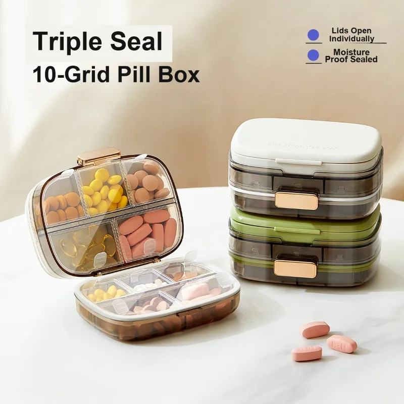 Mini Sealed Pill Box Portable 7 Days Weekly Medicine Organizer for Sorting Pills for Three Daily Meals Use