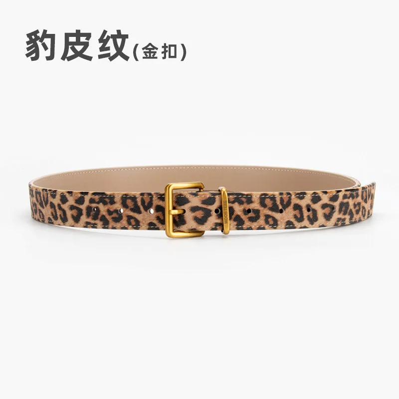 Stylish Women Trendy Leopard Print Leather Belt with Square Buckle Vintage Dress Jeans Coat Sweater Accessories
