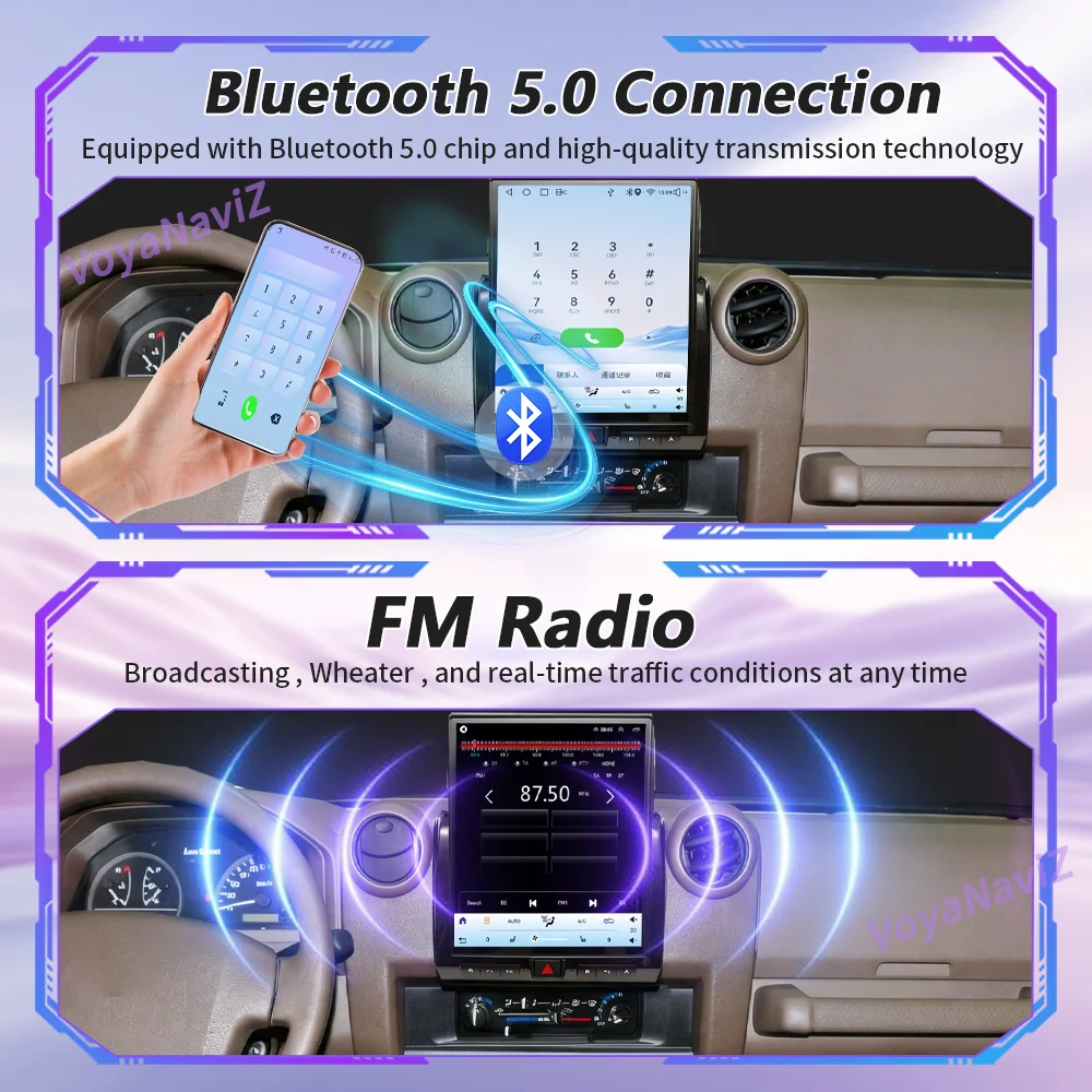 Android 15 Wireless Carplay Screen 12" For Toyota Land Cruiser LC70 LC71 LC76 LC78 LC79 2007-2023 Car Multimedia Player DSP 4G view 3