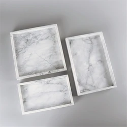 Light Luxury Marble Square Tray Home High-End Hotel Bathroom Washbasin Tray Jewelry Ring Dressing Table Storage Tray