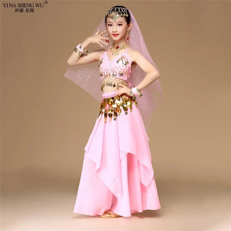 2/6 pezzi Set Costumi di danza orientale Bambini Costumi di danza del ventre Egiziano Bollywood Indiano Bambini Danza del ventre Set di danza del ventre