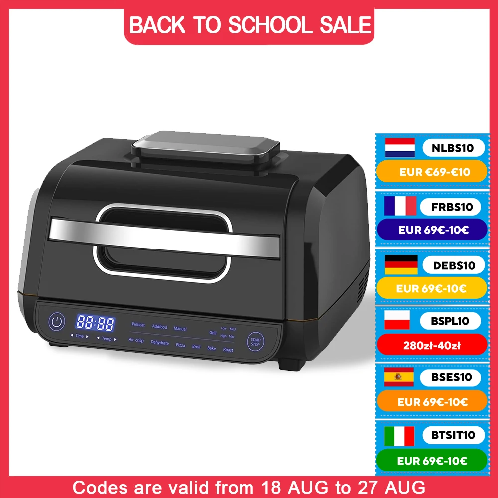 TopStrong 8-in-1 elektrischer Heißluftfritteusengrill mit 6 l Fassungsvermögen und Touch-Steuerung