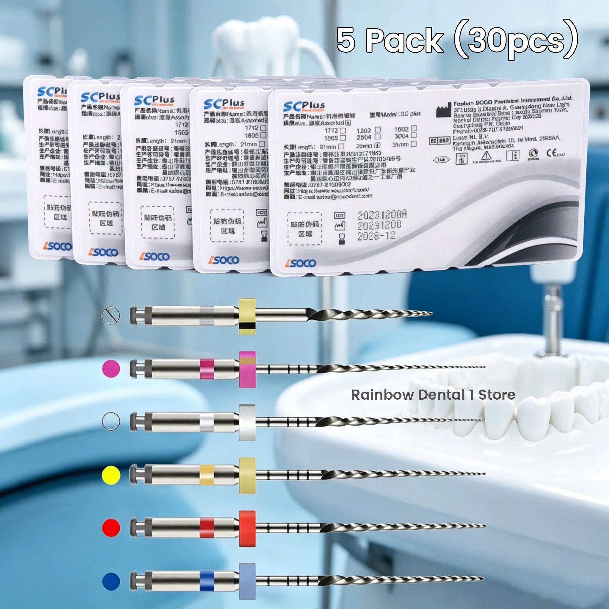

5 Pack (30pcs) SOCO PLUS SC Plus Activated Root Canal File Dentist Tools Endodontic Files Dental Rotary Files Dental Materials