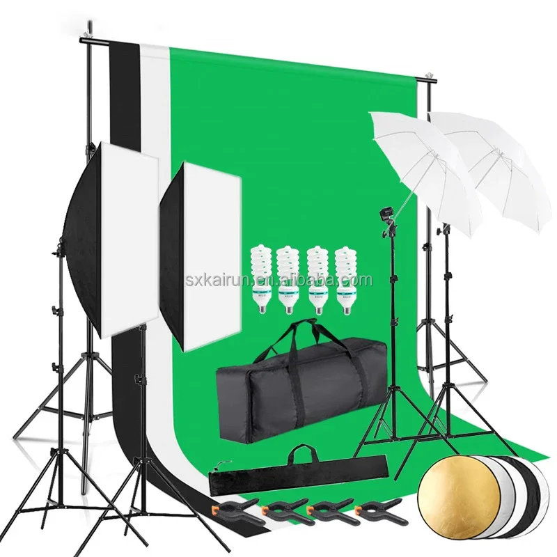 Wholesale Photography Video Studio Lighting Kit Umbrella Softbox Set With 5 In 1 Reflector And  Backdrop