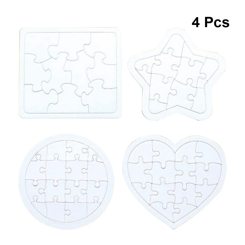4 pezzi puzzle vuoti per bambini disegno fai da te tavolo per doodle cuore bianco quadrato rotondo facile da montare decorare puzzle