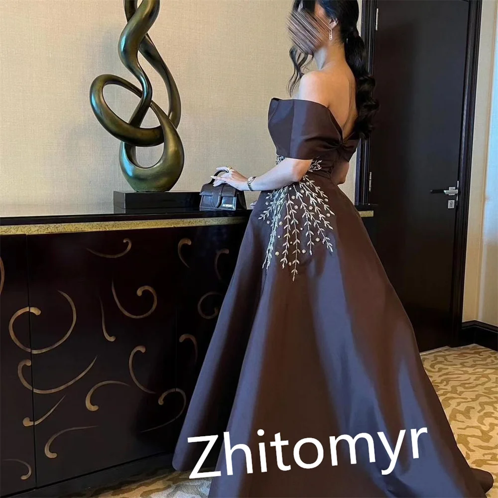 Customized Retro High Quality Off-the-shoulder A-line Floor Length Evening Dresses Formal Ocassion Gown Paillette / Sequins S فس