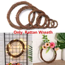 Craft Xmas Party Decorations Window Door Hanging Christmas Decor Round/Heart Shape Rattan Garland Sepak Takraw Wreath Wicker