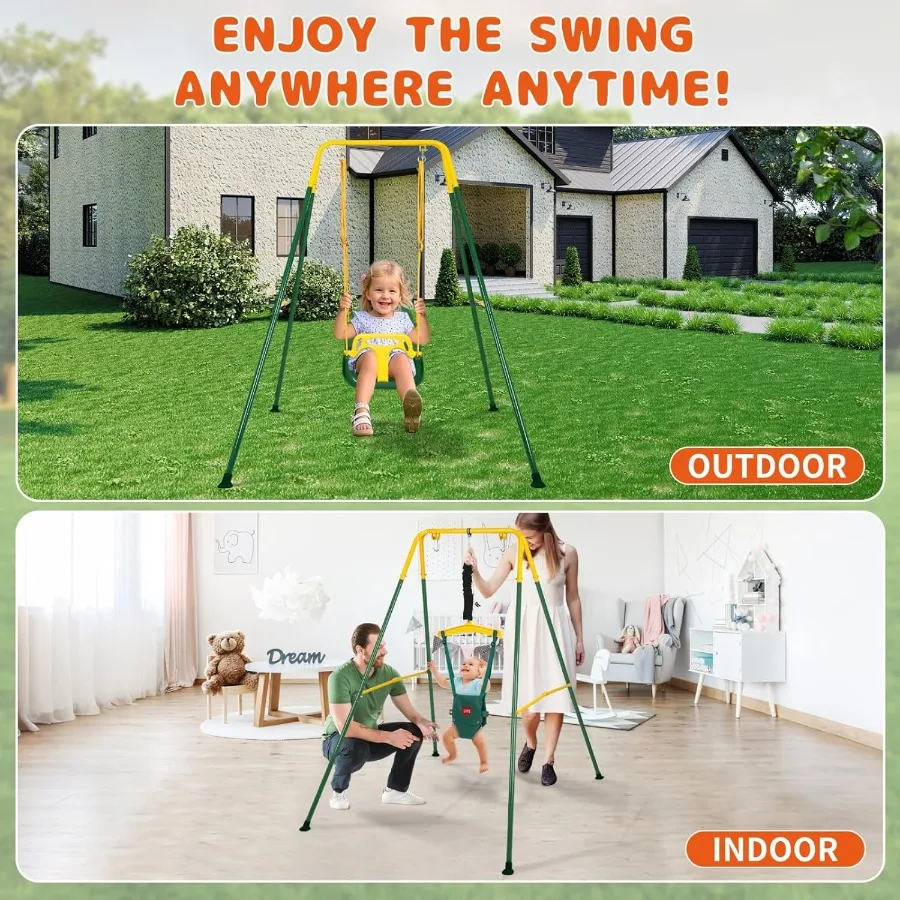 Toddler Swing Set and Baby Jumper Foldable Baby Swing Set with Metal Stand for Indoor and Outdoor Use Baby Bouncer Jumper Durab