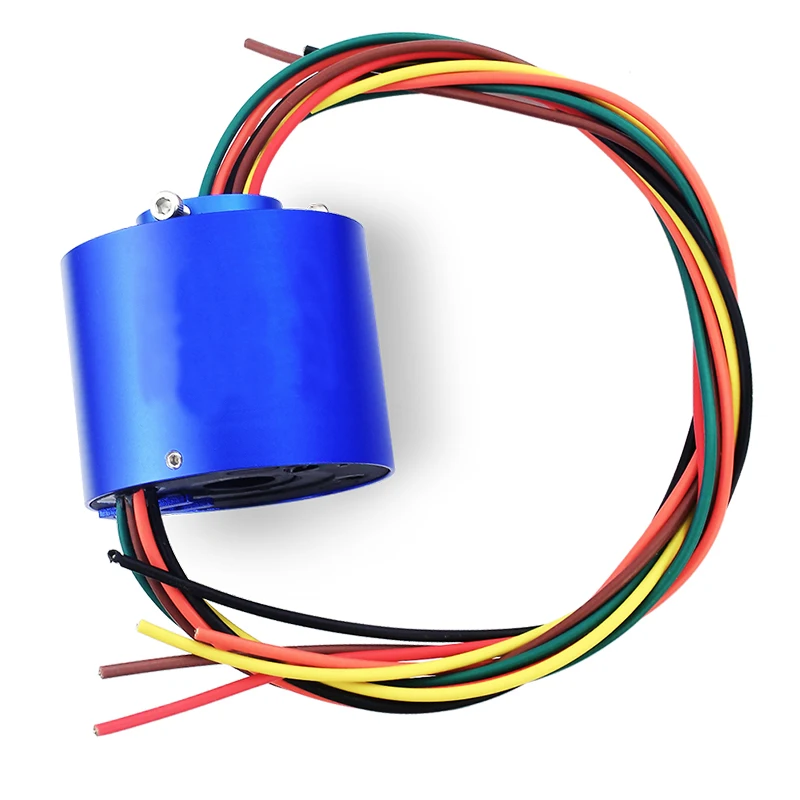 1PCS DC 220V 15A 6CH Through Hole Conductive Slipring AWG14 Wire 360° Rotation Slip Ring for PTZ Packaging Machine Robotic Arm