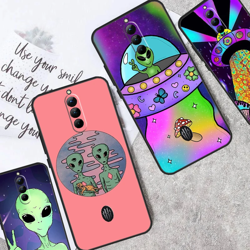 Aesthetics Cartoon Alien Space Case For Nubia Red Magic 9 8 Pro Plus 5G 5S 6R 6S 7S 6 7 Pro Red Magic 8S Pro Plus Cover