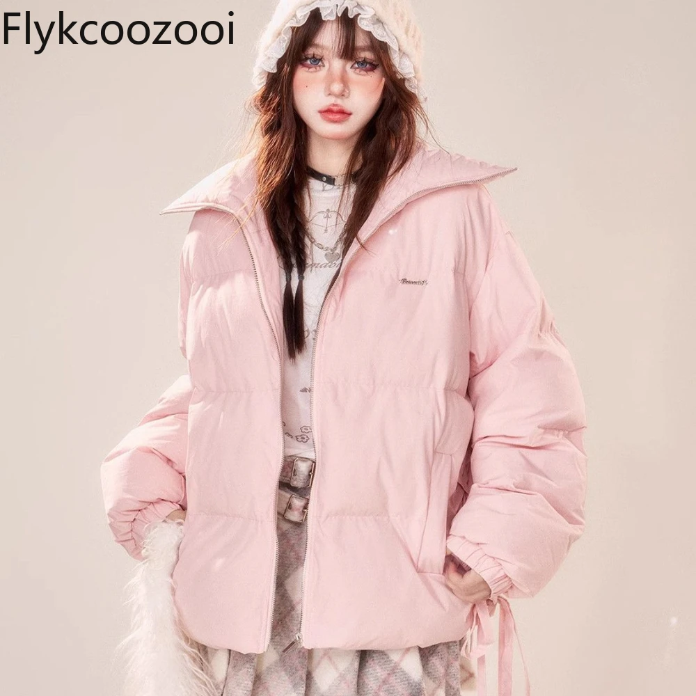 Korean Sweet Women's Winter Loose Thickened  Casaco Feminino De Inverno Super Quente Pink Winter Jacket for Women