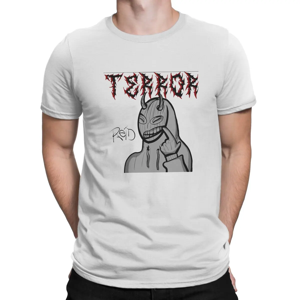 Men's Stylized Cartoonish T Shirt Terror Reid Tops Humor Short Sleeve Round Neck Tee Shirt Original T-Shirt