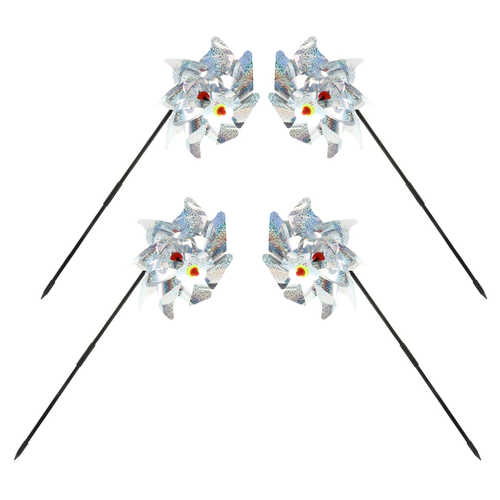 

4Pcs Reflective Bird Scaring Windmills Garden Spinners Outdoor Yard Decor Pinwheels Rotating Wind Spinner for Lawn and Porch