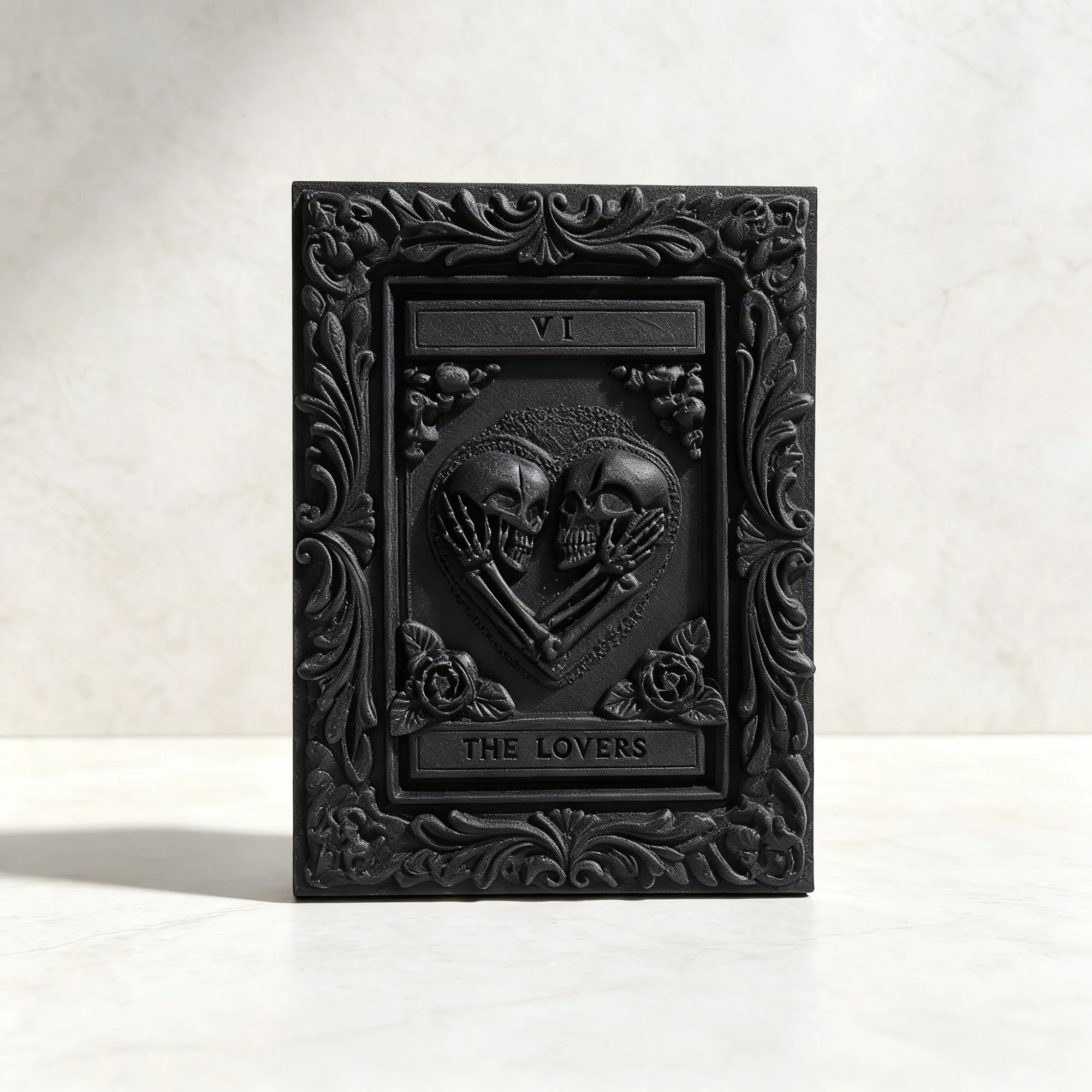 Gothic Demon Skull Bat Wing Wall Frame, 3D Printed Plastic Wall Decor, Dark Fantasy Oval Picture Frame for Halloween Dark Academ