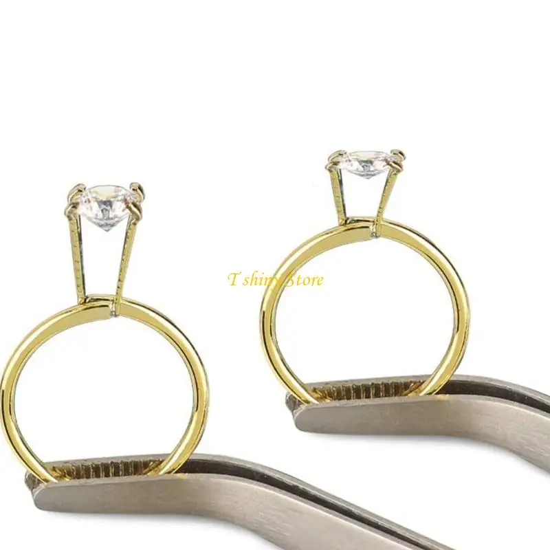 

N58F Набор из 2 золотых держателей для бриллиантов Решение для витрины ювелирного магазина Металлическая текстура