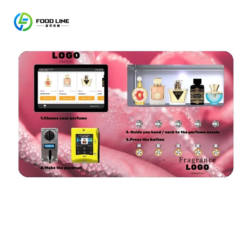 FL Customized Automatic Mini Perfume Vending Machine Wall-Mounted Spray Machines Coin Qr Code Payment System Metal Steel for Gym