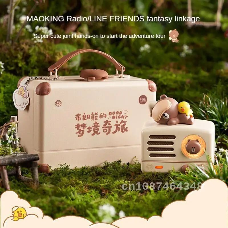 

MAOKING Sound MAOKING Radio LINE FRIENDS Brown Bear Co branded OTR Portable Bluetooth Speaker Cute Retro Mini Speaker Gift