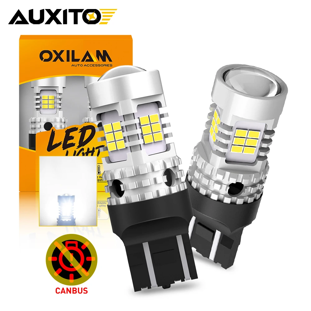 2Pcs T20 LED 7443 7440 W21/5W W21W LED Bulb Light Canbus For Lada Kalina Granta Vesta Skoda White Red DRL Signal Brake Lamp 12V